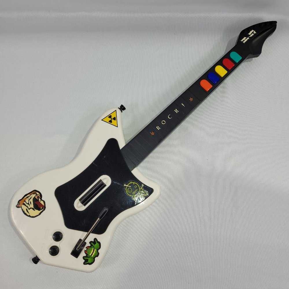PS2 Guitar Hero & Rockband Wireless White Guitar NO DONGLE